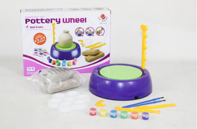 Bginners Pottery Wheel Kit Craft Toys For Kids With Paints And Tools Diy Toy Clay Pots Making Pottery Wheel Set For Kids Gifts
