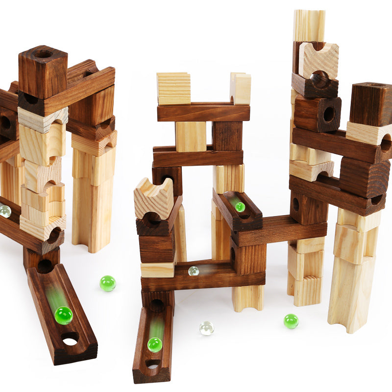 Wood Marbles Building Run Maze: Rollercoaster Style Educational Toys