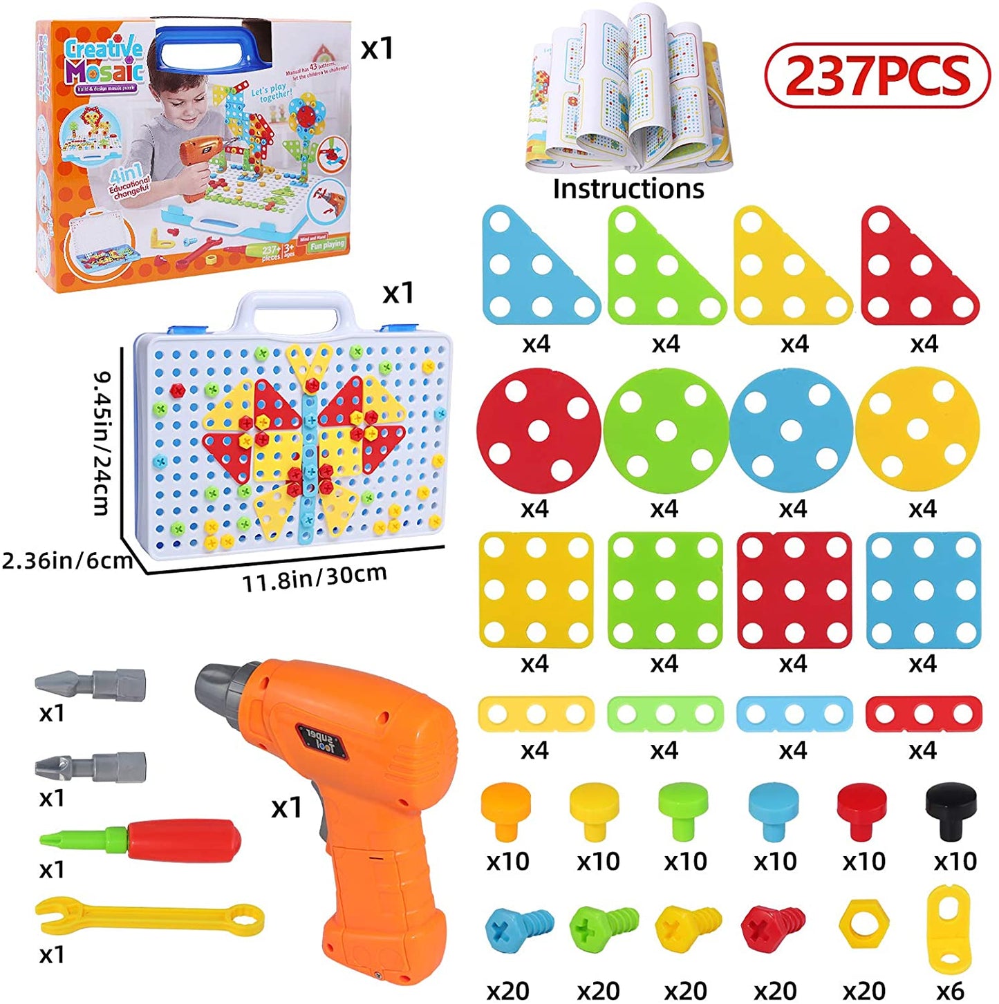 237 Pieces Creative Toy Drill Puzzle Set