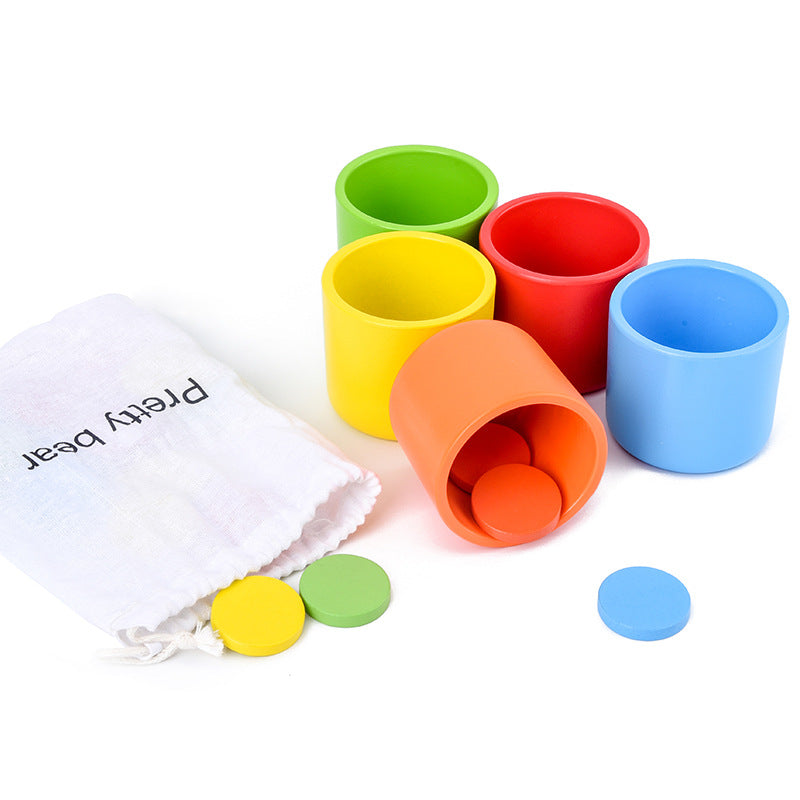 Wooden Color Sorting Cups: Educational Toy for Kids