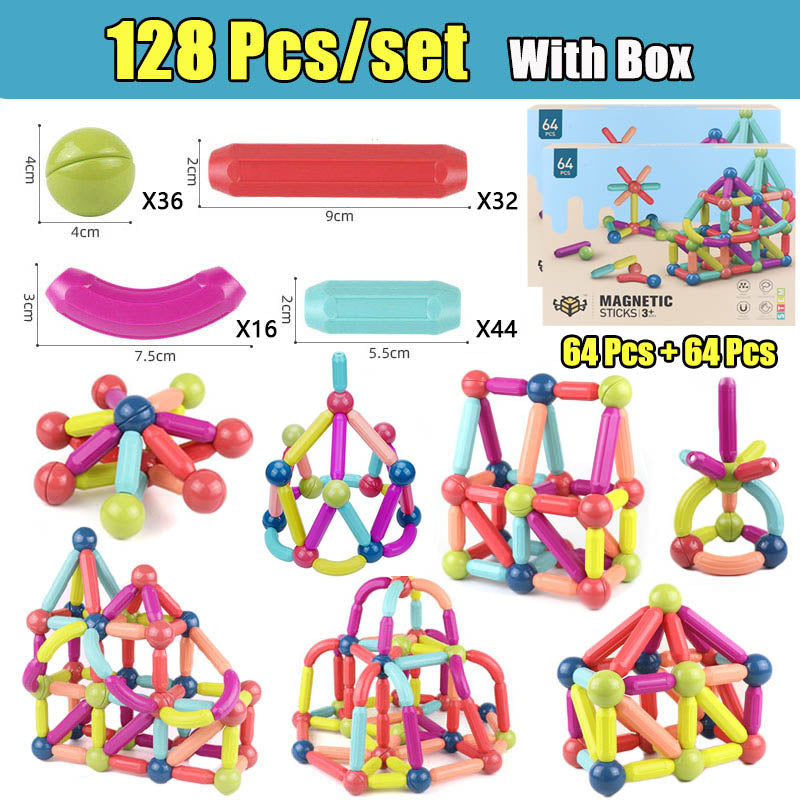Big Size DIY Magnetic Construction Set Early Learning Constructor Variety Magnetic Rod Building Blocks For Children Toys Gift