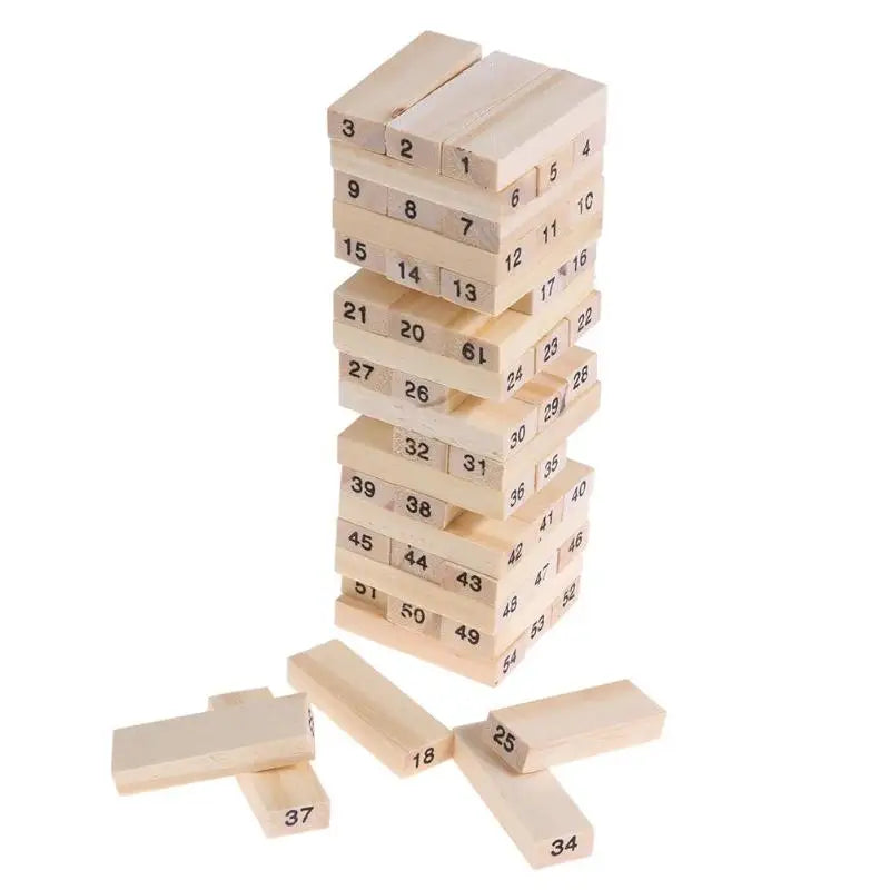 Wooden Stacked Tower & Dice Balance Game