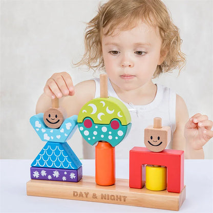 Montessori Wooden Day and Night Balance Blocks