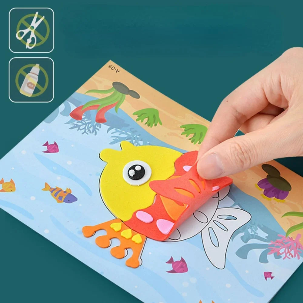 10Pcs 3D EVA Foam Animal Stickers – DIY Craft Puzzle for Kids