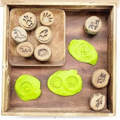 Animal Footprints Wooden Stamps for Clay & Dough