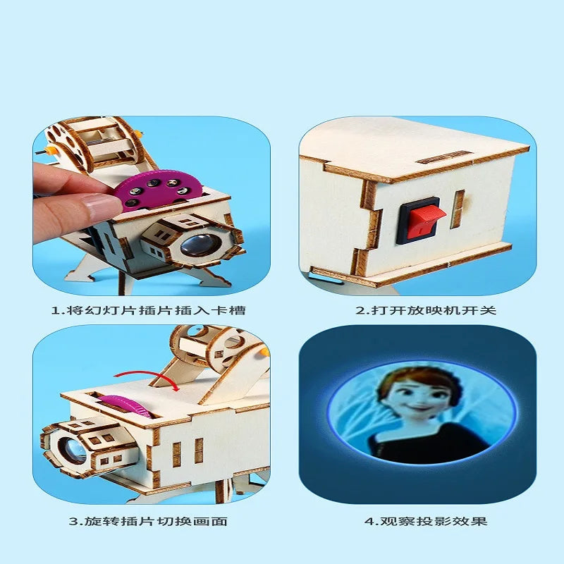 DIY Wooden Science Projector Kit – Educational Toy for Kids