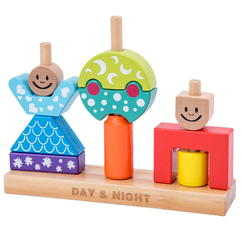 Montessori Wooden Day and Night Balance Blocks