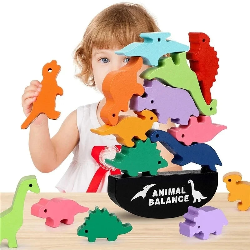 Wooden Dinosaur Balance Blocks Toy