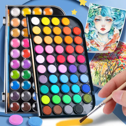 48-Color Watercolor Paint Set with Palette