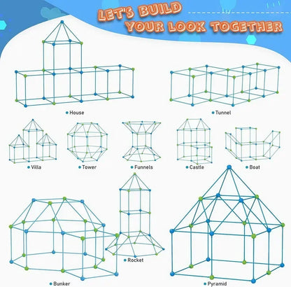 3D Glow Fort Building Kit – Indoor/Outdoor Play Tent