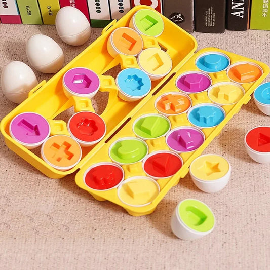 Montessori Cartoon Eggs – Shape Matching & Sensory Puzzle Toy