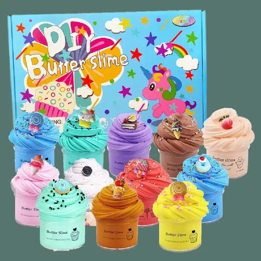 Decompress Rainbow Clay Slime Set – Kawaii Party Toy for Kids