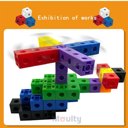 100pcs Connected Cube Toys For Mathematical Counting Plastic Counting Blocks Colored Mathematical Cubes Home School Preschool