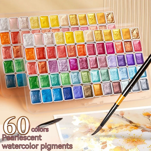 Metallic Glitter Gouache Paint Set – 12/20/24/60 Colors