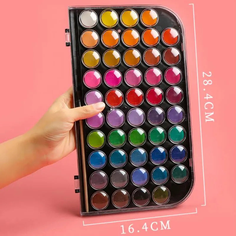 48-Color Watercolor Paint Set with Palette