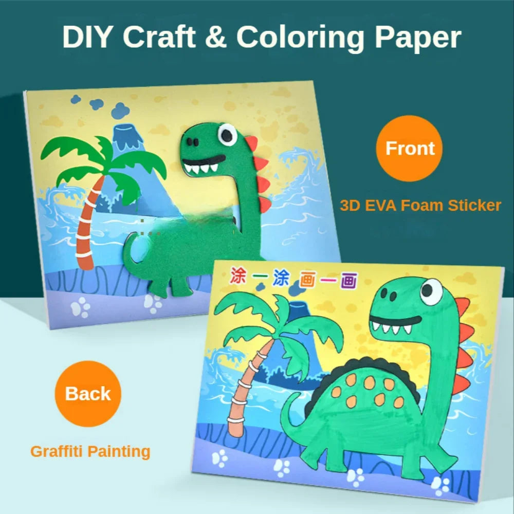 10Pcs 3D EVA Foam Animal Stickers – DIY Craft Puzzle for Kids