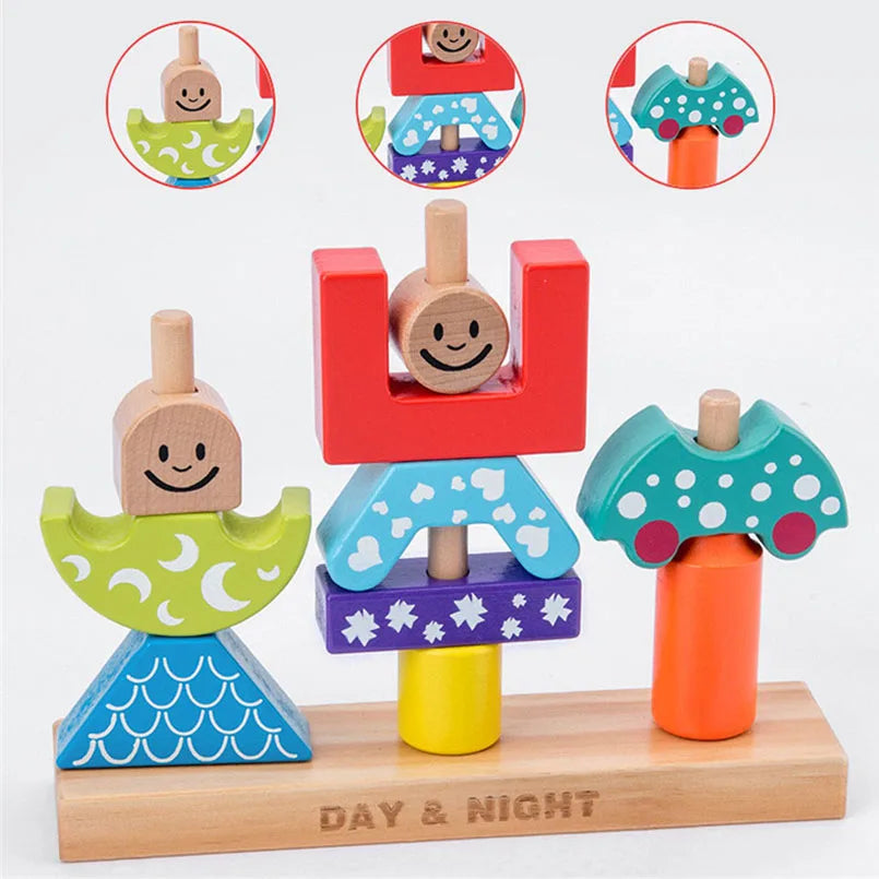 Montessori Wooden Day and Night Balance Blocks