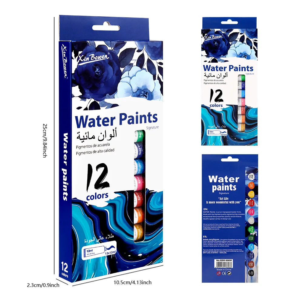 12-Color Watercolor Paint Set – 12ml Tubes for Artists & Beginners