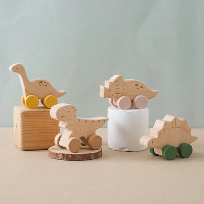 Beech Wood Dinosaur Car Toy for Babies