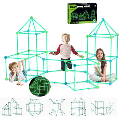 3D Glow Fort Building Kit – Indoor/Outdoor Play Tent