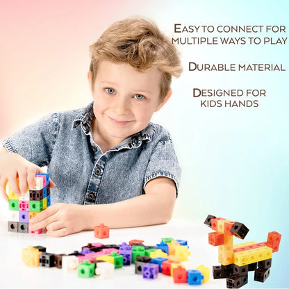 100pcs Connected Cube Toys For Mathematical Counting Plastic Counting Blocks Colored Mathematical Cubes Home School Preschool