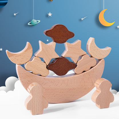 Wooden Children's Moon Balance Building Blocks Game